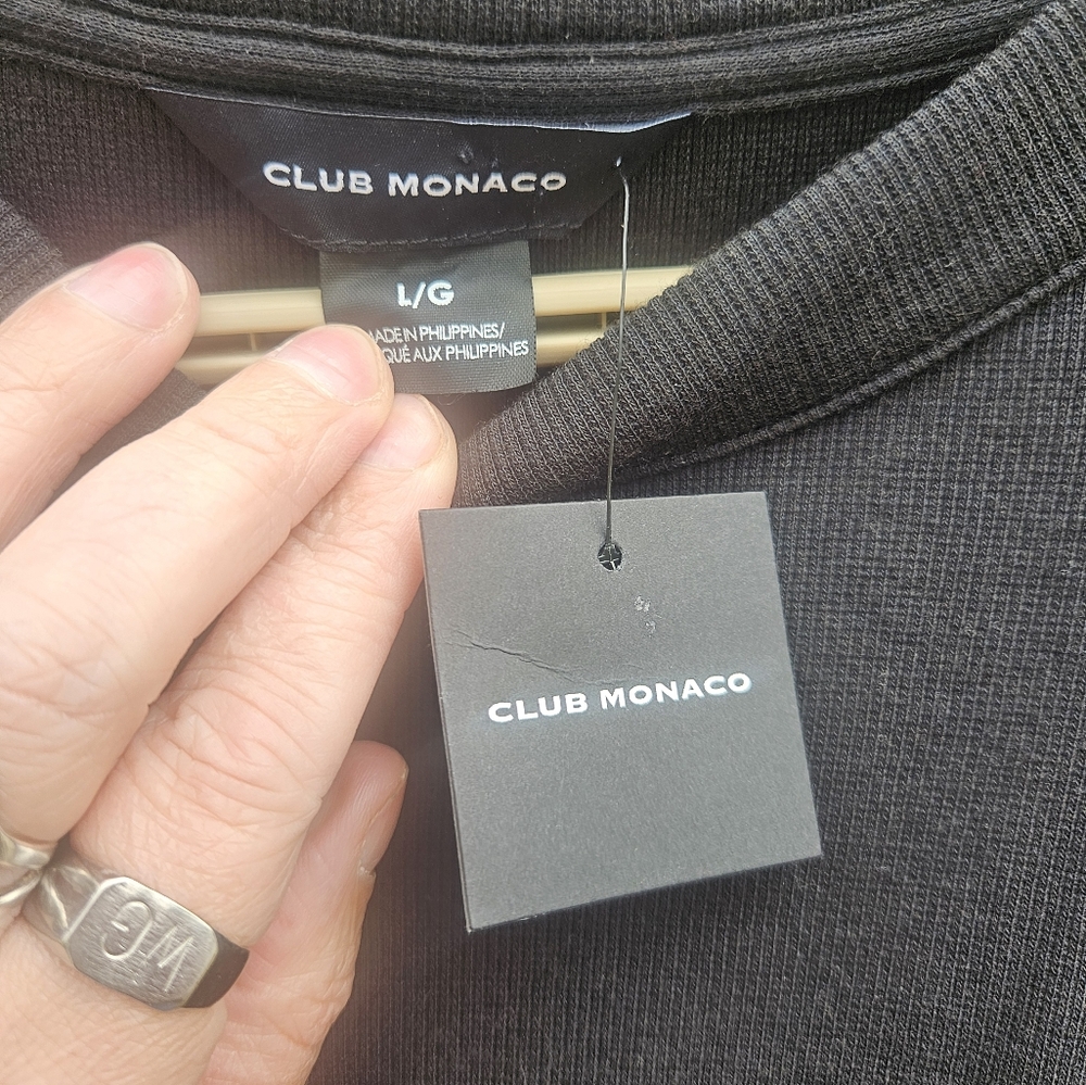 Club Monaco Long Sleeve Rib Dress Robe Size L NWT - Picture 3 of 8